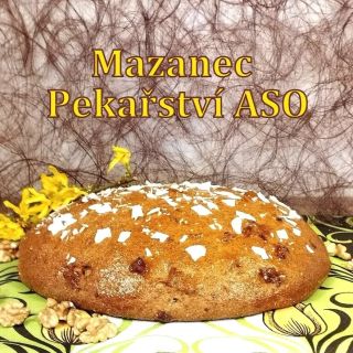 Mazanec z pekařství ASO zdravý život: Bez mléka a vajec Z čerstvě pomleté bio špaldy a bio pšenice Z celozrnné mouky,...